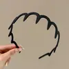 Diadema de Alambre de Metal Negro de Estilo Sencillo y Moderno con Dientes Largos y Diseño Ondulado para Hombres y Mujeres, Directo del Fabricante