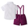 Ropa Infantil Transfronteriza Traje de Caballero para Niño Verano Nuevo Estilo Europeo y Americano Camisa de Manga Corta para Niño Pantalones con Tirantes Ropa de Verano