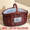 Cesta Pequena de Bambu em Vime, Cesta de Mão, Cesta de Armazenamento de Rattan, Cesta Trançada, Cesta de Piquenique de Colheita Infantil, Mini Cesta Pequena