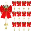 Em Estoque Atacado 6 Laços de Pinha de Natal Veludo Vermelho Xadrez Preto e Vermelho Decorações de Natal Transfronteiriço