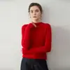Camada Base Feminina de Cashmere Listrada de Gola Meia-Alta, Ajustada ao Corpo, para Outono e Inverno, Confortável, Amiga da Pele, Tricô Justo Tricô