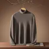 Suéter de cachemira 100% para hombre, estilo bebé, cuello alto medio, casual de negocios, tejido de punto holgado para usar debajo