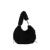 Bolsas de Outono e Inverno para Mulheres, Corrente de Pelúcia, Design Coreano, Nicho e Versátil, Novo Estilo, Zíper, Grande Capacidade, Bolsa Transversal de Ombro