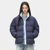 Chaqueta de Algodón con Bloques de Color Americano Jack Chuan Yang Cuello Alto Ropa de Algodón Unisex Invierno Holgada Casual Abrigada Acolchada