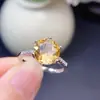 Anillo de Citrina Popular Natural Plata S925 Piedra Principal para Mujer 9mm Incrustación Fina Venta Caliente Dropshipping Transfronterizo