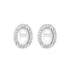 Configurações de Brinco Microincrustadas DIY Oval-Shaped Diamante Jade Cabochão Imitação Prata 925 Configurações de Zircônia