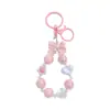 Llavero Colgante de Metal con Cuentas de Colores Frescos y Simples, con Llavero de Lazo y Corazón, Accesorio para Bolsos Pequeños al por Mayor