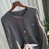 Otoño e Invierno Nuevo Estilo Coreano Estilo Académico Cárdigan de Punto con Botones de Colores para Mujer Sentido Único del Diseño Top con Bordado de Cachorro