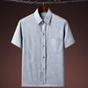 Camisa de manga corta con solapa de talla grande para hombres de mediana edad y ancianos, top casual para papá, camisa de estilo chino de verano para abuelo, delgada