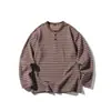 Suéter 2025 Otoño e Invierno Sudadera de Rayas Estilo Japonés Retro Medio Cardigan Trendy Versátil Camisa Base Marrón