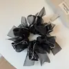 Goma de pelo de malla estilo perezoso para mujer, Nuevo y elegante scrunchie de lazo de lunares para coleta