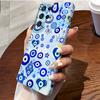 Funda para Teléfono Móvil Samsung S24/S25 Ultra con Estampado Completo de Corazones, Estrellas y Ojo del Diablo, Azul Claro Fresco, Anticaídas, Dura
