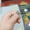 Anel Oval de Calcedônia Branca Cristalina com Abertura Ajustável Full Diamond Anel de Inlay de Calcedônia de Luxo Leve High-End