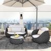 Sofá de Patio de Villa al Aire Libre Sofá Tejido de Cuerda para Jardín Balcón Combinación de Muebles de Mesa de Café Juego de Sofás para Terraza de Hotel
