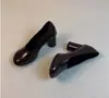 Versión de Piel de Oveja Mismo Estilo para Hogareños Zapatos Mary Jane de Punta Redonda Zapatos de Tacón Bajo de Corte Bajo para Mujer Zapatos Pequeños de Cuero con Tacón Grueso Temperamento de Oficina Zapatos de Tacón Alto