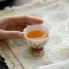 Taza de Té Cerámica Pequeña de Pie con Boca de Flor Pintada a Mano en Tonos Pastel Estilo Japonés de las Dinastías Tang y Song, Juego de Té Kung Fu, Taza de Té para el Hogar, Taza Pequeña