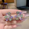 Pendientes de Flor Pequeños, Exquisitos, Elegantes y Personalizados de Colores para Mujer, Modernos y Elegantes, Pendientes con Diseño Fresco y Hermoso