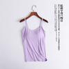 Camisola de Modal para Mujer 2025 con Almohadilla en el Pecho Color Sólido Transpirable Capa Base Sin Costuras Cómoda Camiseta Interior