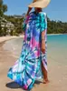 Transfronterizo 2025 Moda Europea y Americana Estampado Vestido de Playa Bali Estilo Túnica Vacaciones en la Costa Protección Solar Estilo Casual