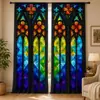 Cortinas digitales estampadas transfronterizas con patrones geométricos, hechas de tela pongee, para salas de estar, cortinas con acabado no opaco, en stock, venta al por mayor desde el fabricante
