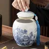Lata de Té Cerámica Lata Vacía Lata Grande Sellada Hogar Té Verde Té Negro Pu'Er Longjing Lata de Almacenamiento Lata de Almacenamiento de Té a Prueba de Humedad