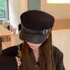 Chapéu de jornaleiro outono e inverno estilo coreano feminino estilo ocidental temperamento versátil boné com aba chapéu octogonal pequeno que valoriza o rosto beret de celebridade da internet
