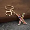 Amazon Transfronterizo Color Nuevo Diamante 26 Letras Llavero de Moda y Exquisito Colgante para Bolsa Letra Inglés