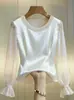2026 Estación Independiente Deseo Amazon Nuevo Estilo Satén Perla Cuello Redondo Malla Transparente Blusa Camisa Mujer