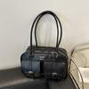 Bolso de Bowling Portátil Vintage de Nicho para Mujer 2024 Otoño Nueva Moda Bolso Sobaco Corea del Sur Gran Capacidad Bolso General