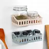Prateleira de Armazenamento Prateleira de Cozinha Cesta de Armazenamento Montada na Parede Sem Furos Prateleira de Cosméticos para Banheiro Vaso Armazenamento Doméstico Parede