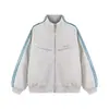 Chamarra sudadera de estilo americano gris con cuello y doble cremallera para hombre y mujer, corte casual holgado, nueva chaqueta deportiva de otoño e invierno para el campus