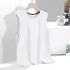 Chal sin mangas de cuello redondo con sensación de hielo, Top de verano de seda helada para correr, Chaleco deportivo para hombre, Camiseta sin mangas de secado rápido