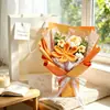 Ramo de tulipanes de hilo tejido transfronterizo producto terminado, flores artificiales tejidas a mano tipo rosa, regalo para el Día del Maestro