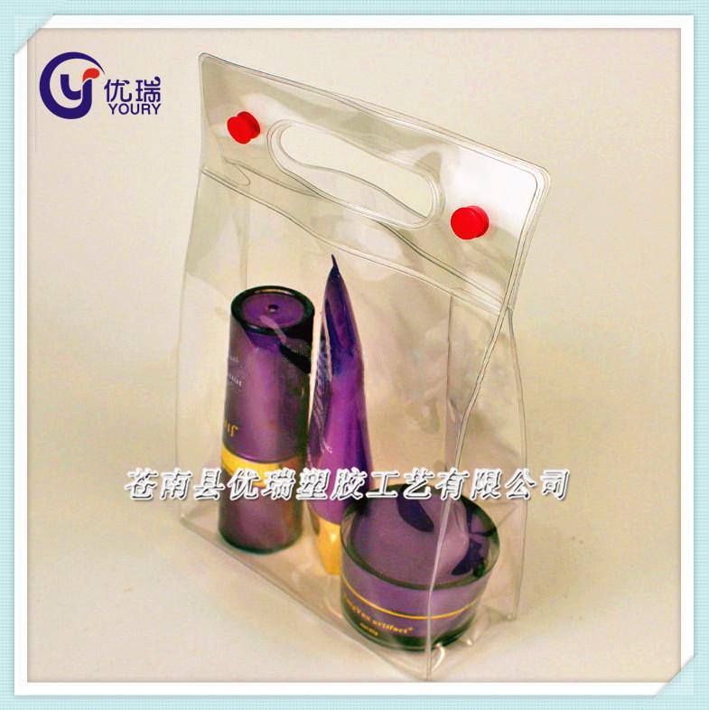 生产厂家供应pvc透明化妆品袋子 pvc按扣袋 pvc手提袋