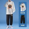 Primavera e Outono estilo chinês marca de moda retrô Tiger head homens solto plus size top moda gordo T-shirt terno manga comprida