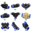 Conector Rápido Neumático, Adaptador Recto de Conexión Rápida, Conector de Tres/Cuatro/Cinco Vías, Pu/Pe/Py/Pg4/6/8/10/12Mm