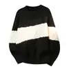 2026 Invierno Nuevo Suéter de Punto para Hombre Cuello Redondo Bloque de Color Moda Juvenil Casual Capa Base