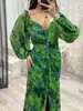 Vestido Plissado de Manga Longa Festa Europeia e Americana Amazon 2025 Solto Casual Feminino