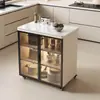 Estante de Almacenamiento para Encimera de Cocina de Piedra, Mesa Isla Pequeña, Mesa para Cortar Verduras, Aparador, Armario de Almacenamiento, Armario de Almacenamiento Móvil