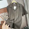 Camisa de verão casual versátil para homens, estilo old money italiano, gola cubana, jacquard listrado tecido texturizado, manga curta, para cavalheiros