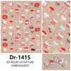 Redanco5D Relieve Popular Dibujos Animados Plata Arte de Uñas Pegatina Manzana Roja Estéreo Pegatina para Uñas Dr1415