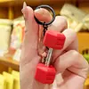 Serie Creativa de Deportes y Fitness Llavero de Mancuerna con Barra de Metal Pequeño Regalo de Entrenamiento Deportivo para Niños y Niñas Colgante para Mochila