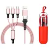 Cable de Carga Rápida 3 en 1 de 100W con Trenzado de Nylon para Teléfonos Móviles Apple y Android TYPE-C, Directo de Fábrica