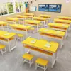 Escritorios y Sillas para Estudiantes de Primaria y Secundaria Combinación Mesa Larga Color Clase de Tutoría Individual y Doble Mesa de Entrenamiento de Doble Capa