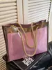 Bolsa de Palha Transparente Grande Capacidade da Moda Tendência deste Ano para Mulheres Versátil Elegante Bolsa de Compras Bolsa de Ombro Personalizada