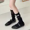 Meias Sociais Doces de Bezerro para Primavera e Verão Femininas, Meias Longas Finas e Respiráveis com Laço 3D, Meias Slouch Estilo JK para Combinar com Sapatilhas
