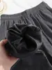 Pantalones de Arroz Glutinoso Gris Oscuro para Mujer, Nuevo Invierno Cintura Alta Holgados Rectos Casual Versátil Tejido de Punto Pierna Ancha Largos A8287