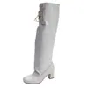 Botas de plataforma con cordones estilo europeo y americano, botas de tacón alto para mujer, nueva colección otoño/invierno 2026, tacón grueso, que aumentan la altura, botas de montar, botas de moda con correas