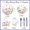 Juego de Vajilla Desechable para Nuevo Producto Transfronterizo Flor Mariposa Amigo Familiar Suministros para Fiesta Plato de Papel Desechable para Fiesta