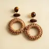 Pendientes de Corazón de Madera Color Café Transfronterizos Europeos y Americanos, Pendientes Estilo Retro Maillard, Pendientes de Diseño de Nicho para Mujer